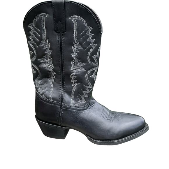 Laredo Black Cowboy Boots with Silver Stitching - Picture 3 of 16